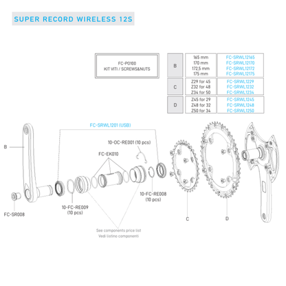 Pedal 12V CAMPAGNOLO SUPER RECORD WRL Sensor de Potência
