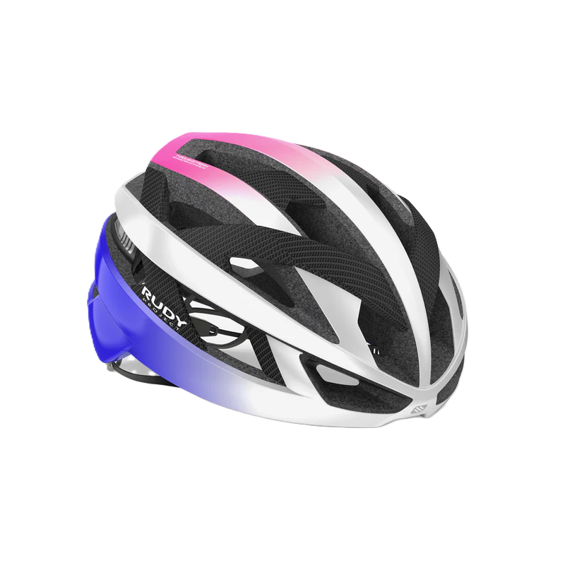 Capacete de estrada RUDY PROJECT REBEL CARBON Branco/Púrpura/Rosa