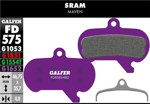 Pastilhas de travão semi-metálicas GALFER Sram Maven para E-Bike