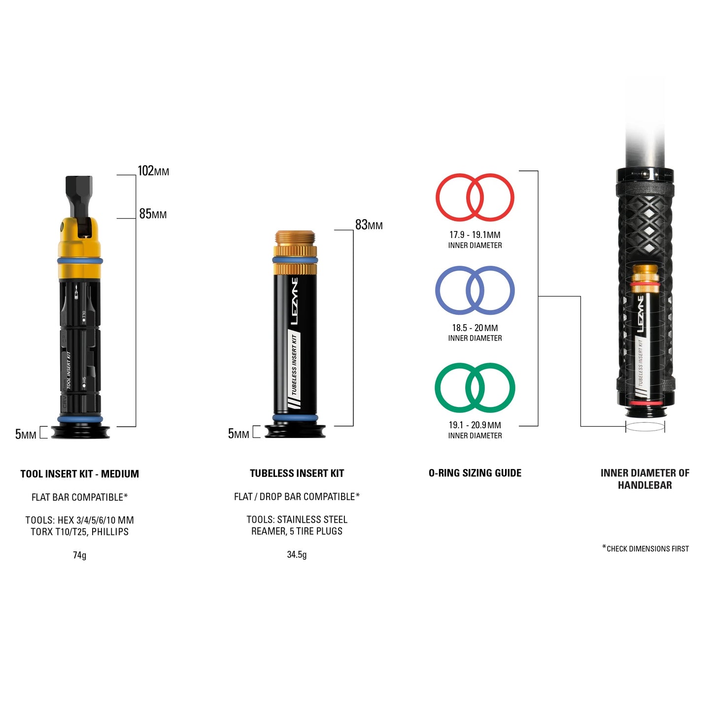 Kit de reparação Tubeless + Multi-ferramenta M Guiador LEZYNE integrado