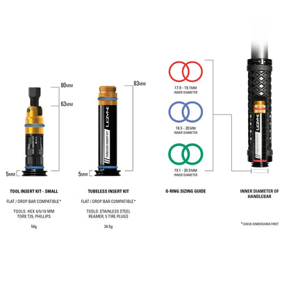 Kit de Reparação Tubeless + Multi-Ferramentas S Integrado Guiador LEZYNE DUAL