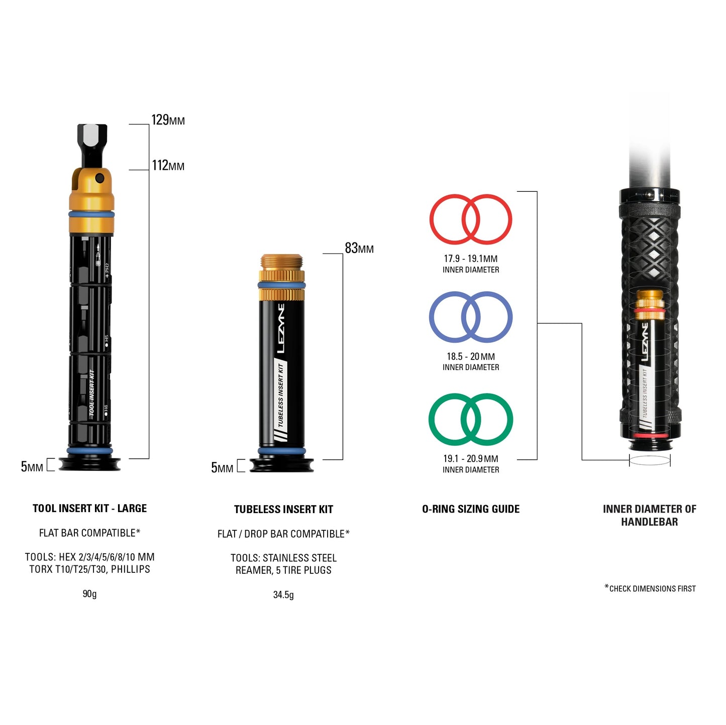 Kit de reparação Tubeless + Multi-ferramenta L Guiador LEZYNE DUAL integrado