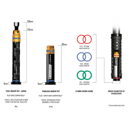 Kit de Reparação Tubeless + Multi-Ferramentas L Integrado Guiador LEZYNE DUAL