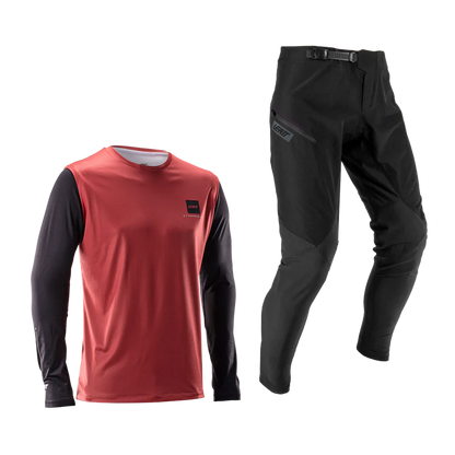 Kit Camisola + Calças LEATT MTB GRAVITY 1.0 Preto/Vermelho