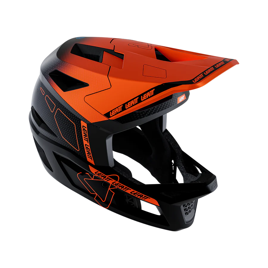 Capacete de BTT LEATT GRAVITY 6.0 CARBON GLOW Preto/Laranja