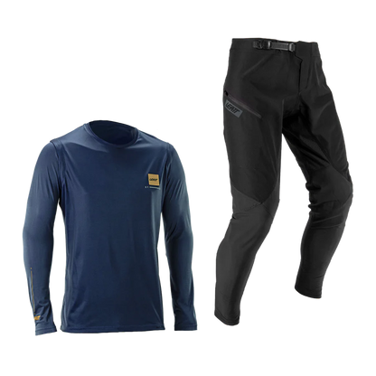 Kit Maillot + Calção LEATT MTB GRAVITY 1.0 Preto/Azul