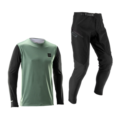Kit Maillot + Calção LEATT MTB GRAVITY 1.0 Junior Preto/Verde