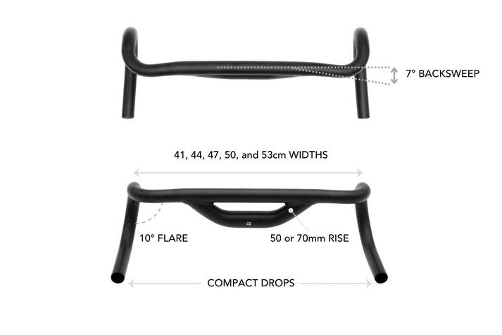Guiador Gravel REDSHIFT Top Shelf com inclinação de 10°, alargamento e elevação de 70 mm