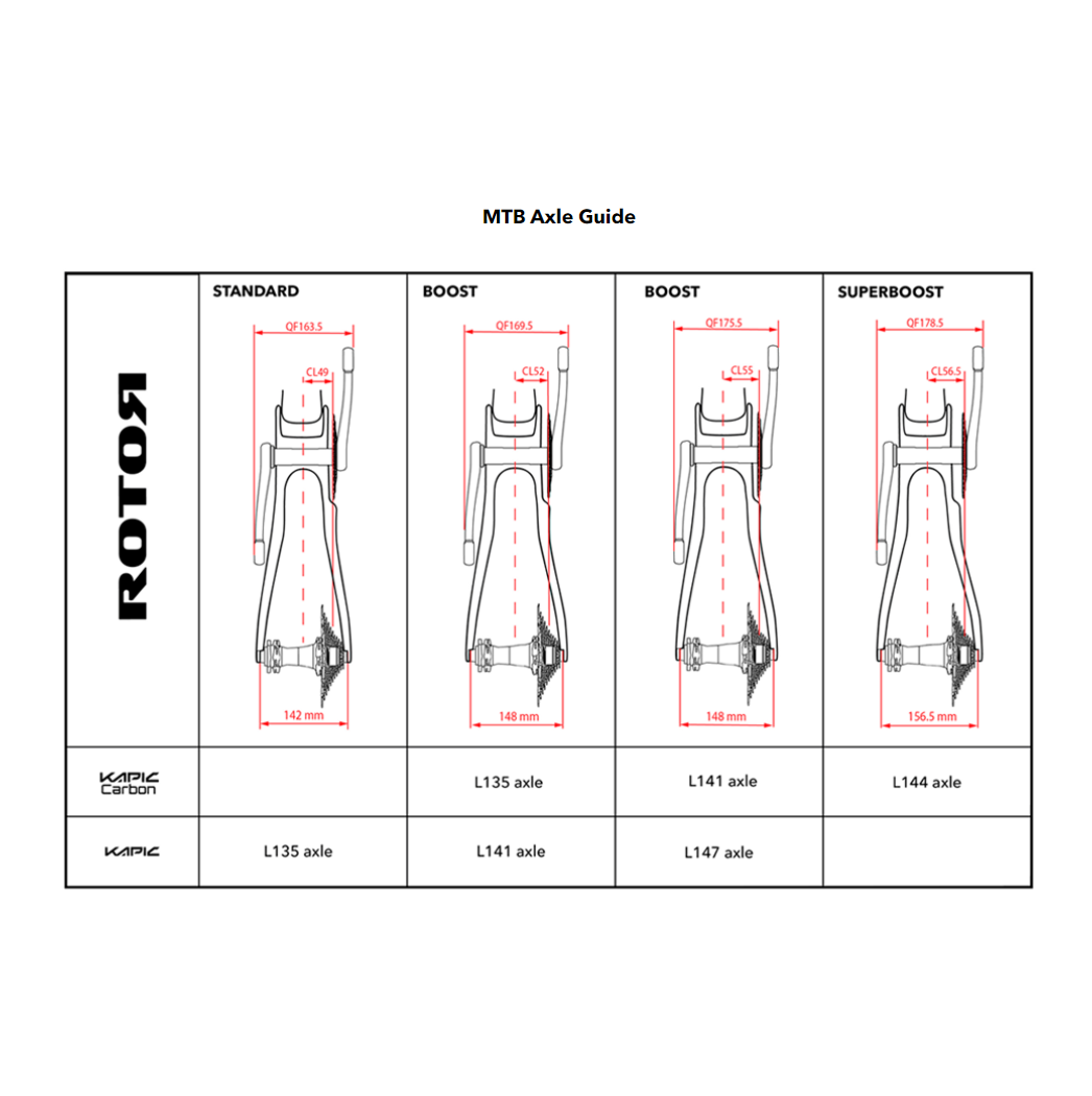 Eixo de pedaleira Boost para pedaleiros ROTOR KAPIC