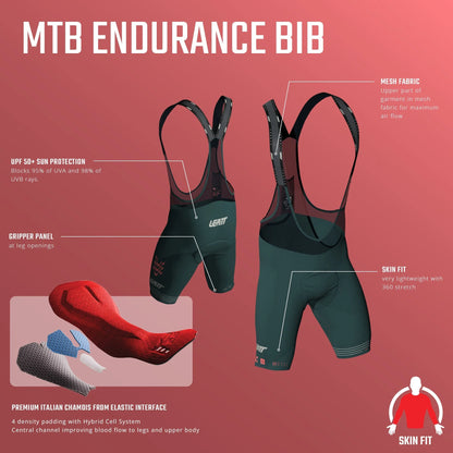 Calção Curto com Suspensórios LEATT MTB ENDURANCE 6.0 Preto