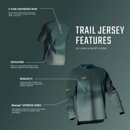Jersey LEATT MTB TRAIL 3.0 Mulher Mangas Curtas Cinzento/Branco