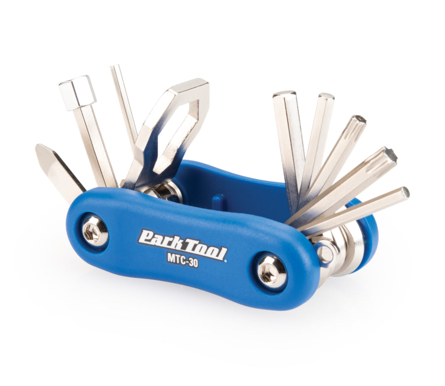 Park Tool MTC-30 aberto, mostrando todas as ferramentas