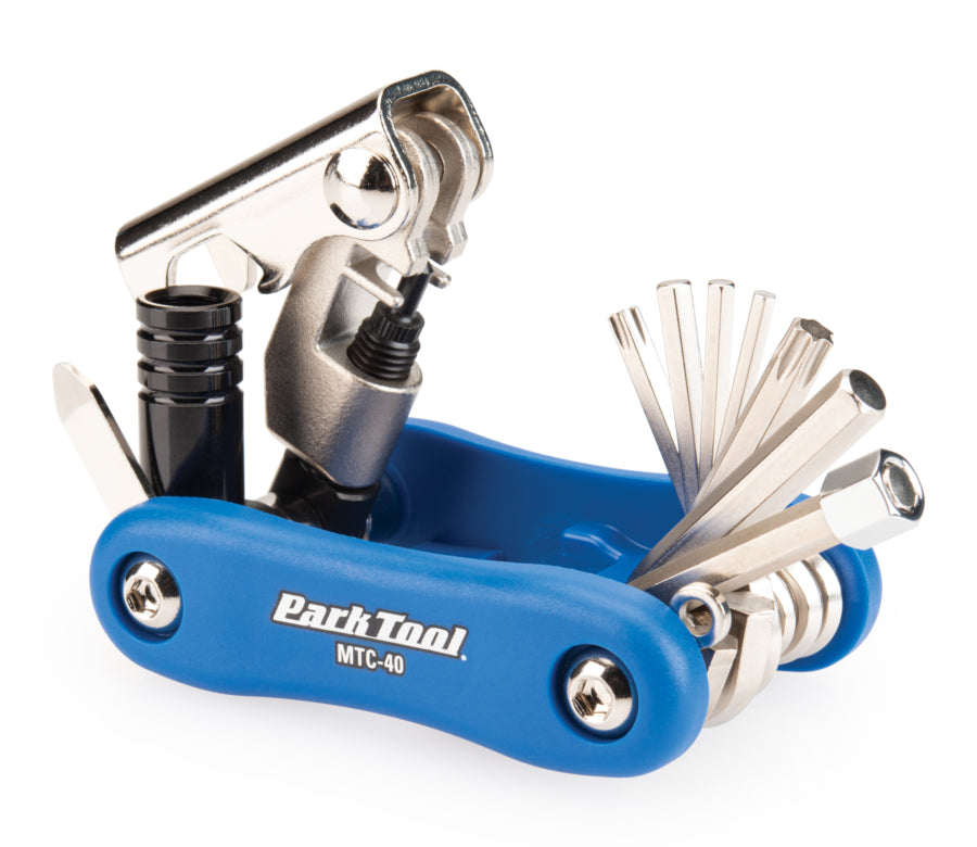 Park Tool MTC-40 desdobrada, mostrando todas as ferramentas