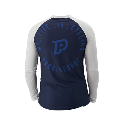 Maillot PROBIKESHOP By CHEF DE FILE FREERIDE Mangas Compridas Azul Marinho/Branco