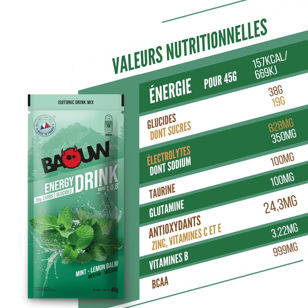 BAOUW ISOTONIC Bebida energética (45g) Hortelã/Melissa
