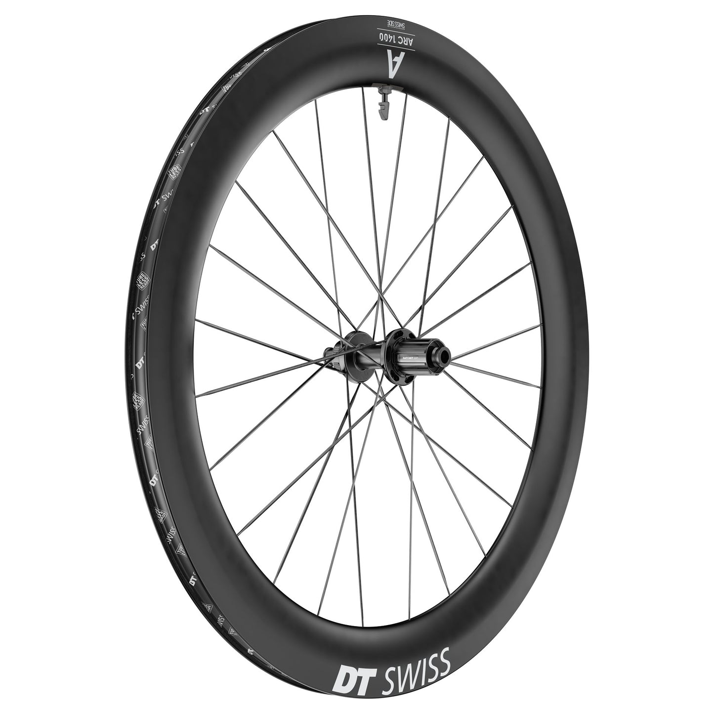 Roda traseira DT SWISS ARC 1400 DICUT 65 Tubeless Ready (bloqueio central)