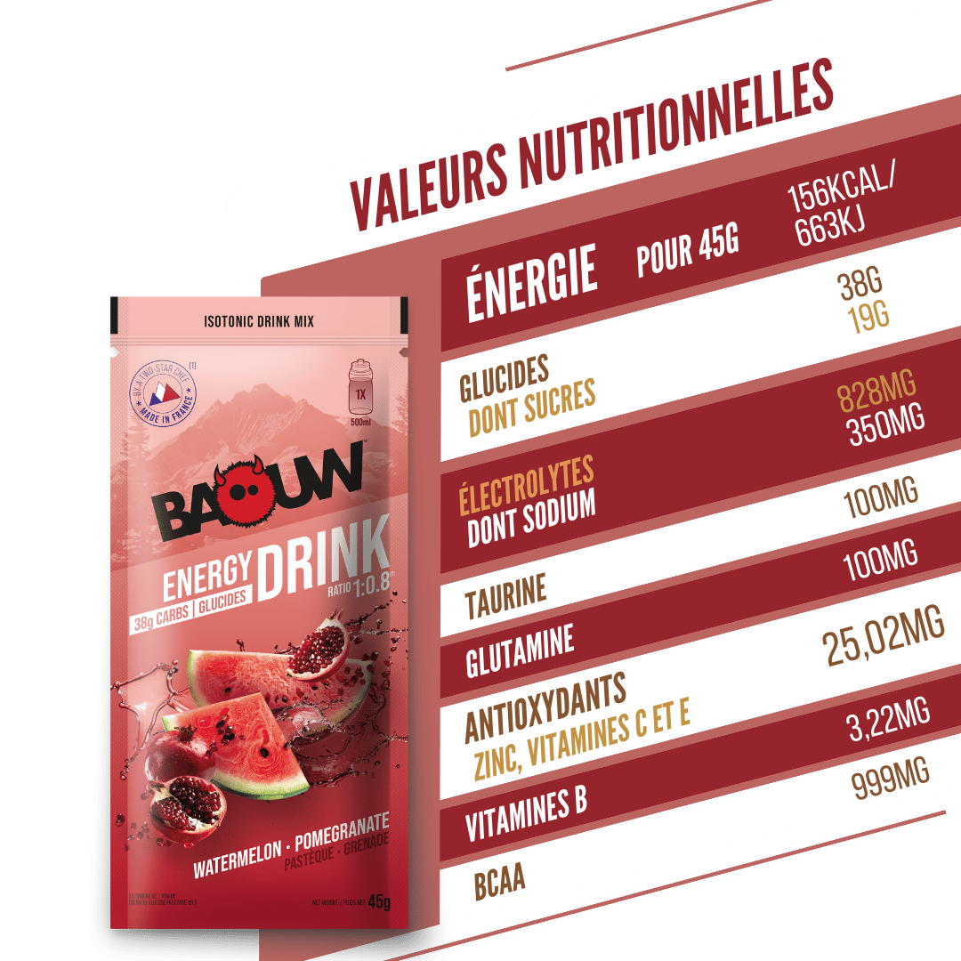 BAOUW ISOTONIC Bebida energética (45g) Melancia/ Romã