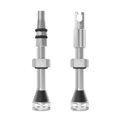 Válvulas Tubeless PEATY'S HOLESHOT FAST FLOW 60mm (x2) Prata