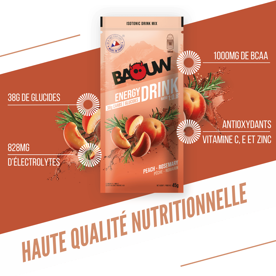 BAOUW ISOTONIC Bebida energética (45g) Pêssego/Alecrim