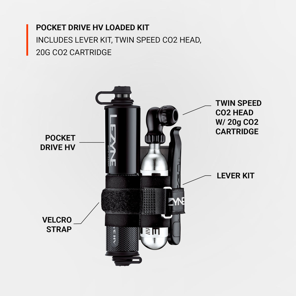Bomba de mão LEZYNE POCKET DRIVE HV LOADED preta