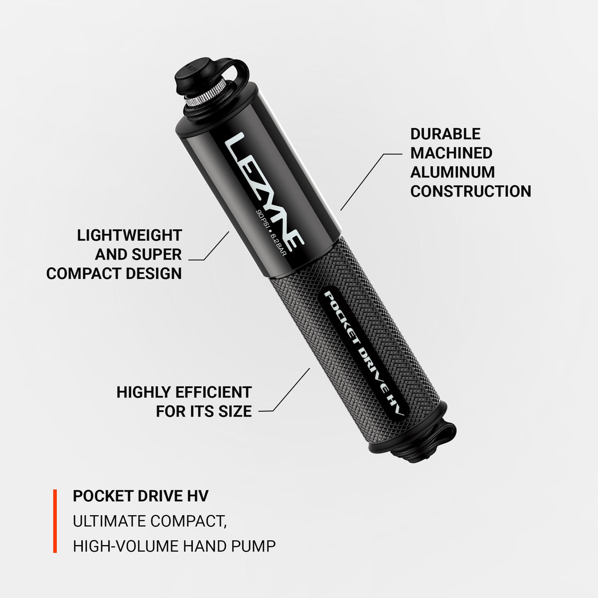 Bomba de mão LEZYNE POCKET DRIVE HV LOADED preta