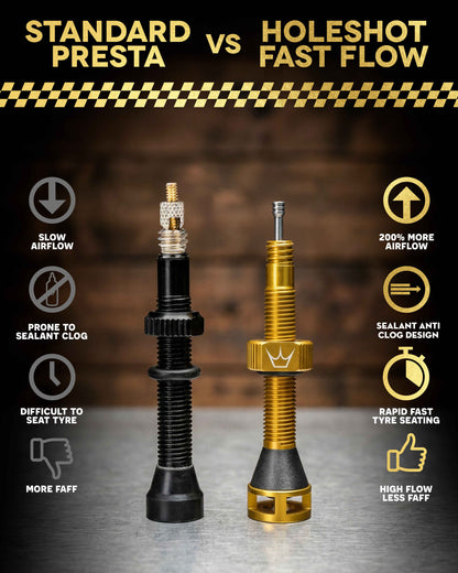 Válvulas Tubeless PEATY'S HOLESHOT FAST FLOW 60mm (x2) Prata