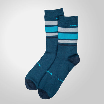 Meias ENDURA BAABAA MERINO STRIPE Azul