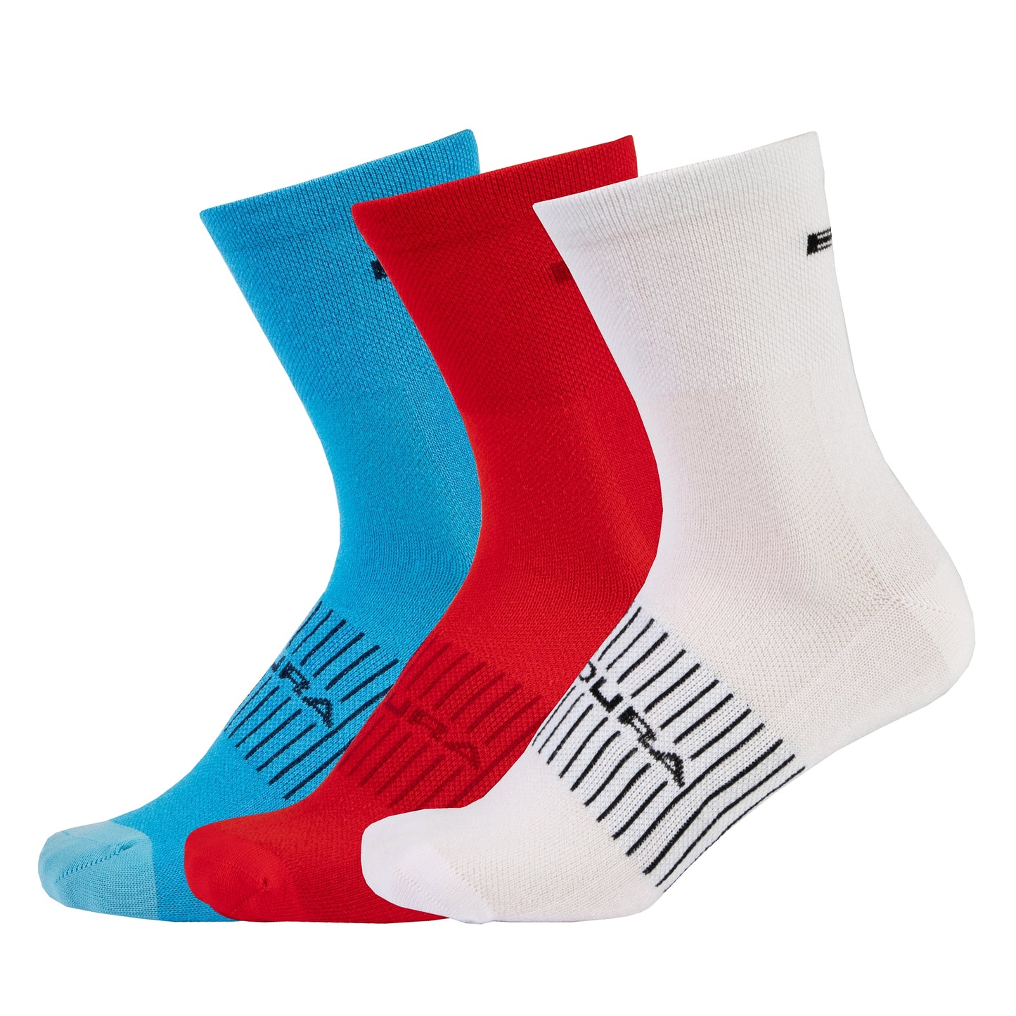 Meias ENDURA COOLMAX RACE 3-Paires Branco/Azul/Vermelho