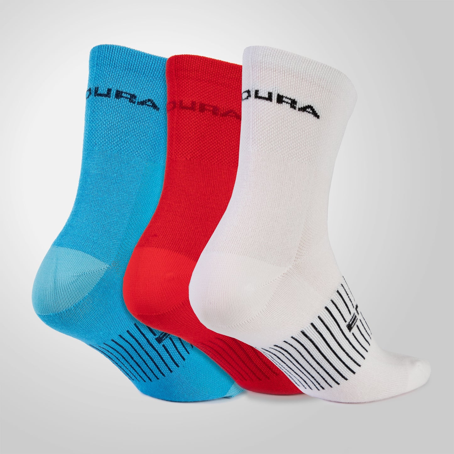 Meias ENDURA COOLMAX RACE 3-Paires Branco/Azul/Vermelho