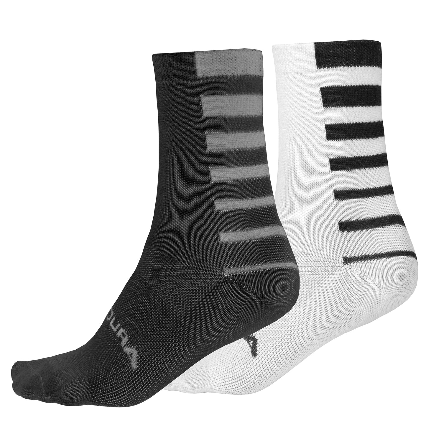 Meias ENDURA COOLMAX STRIPE de 2 pares Preto/Branco