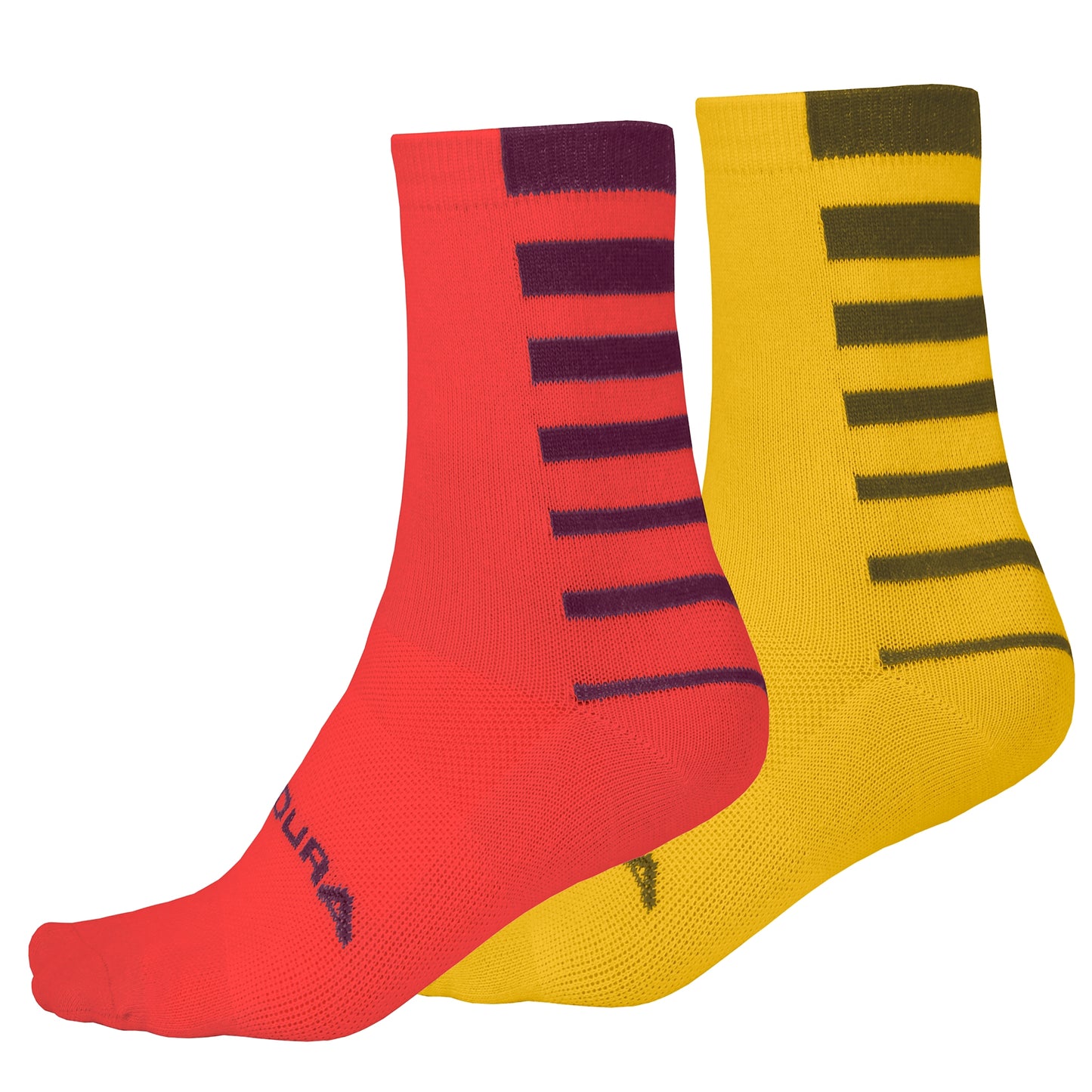 Meias ENDURA COOLMAX STRIPE 2-Paires Bronze/Vermelho