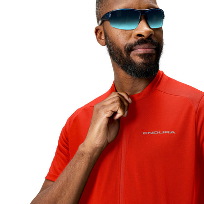 Maillot ENDURA LOOP ZIPPED Mangas Curtas Vermelho