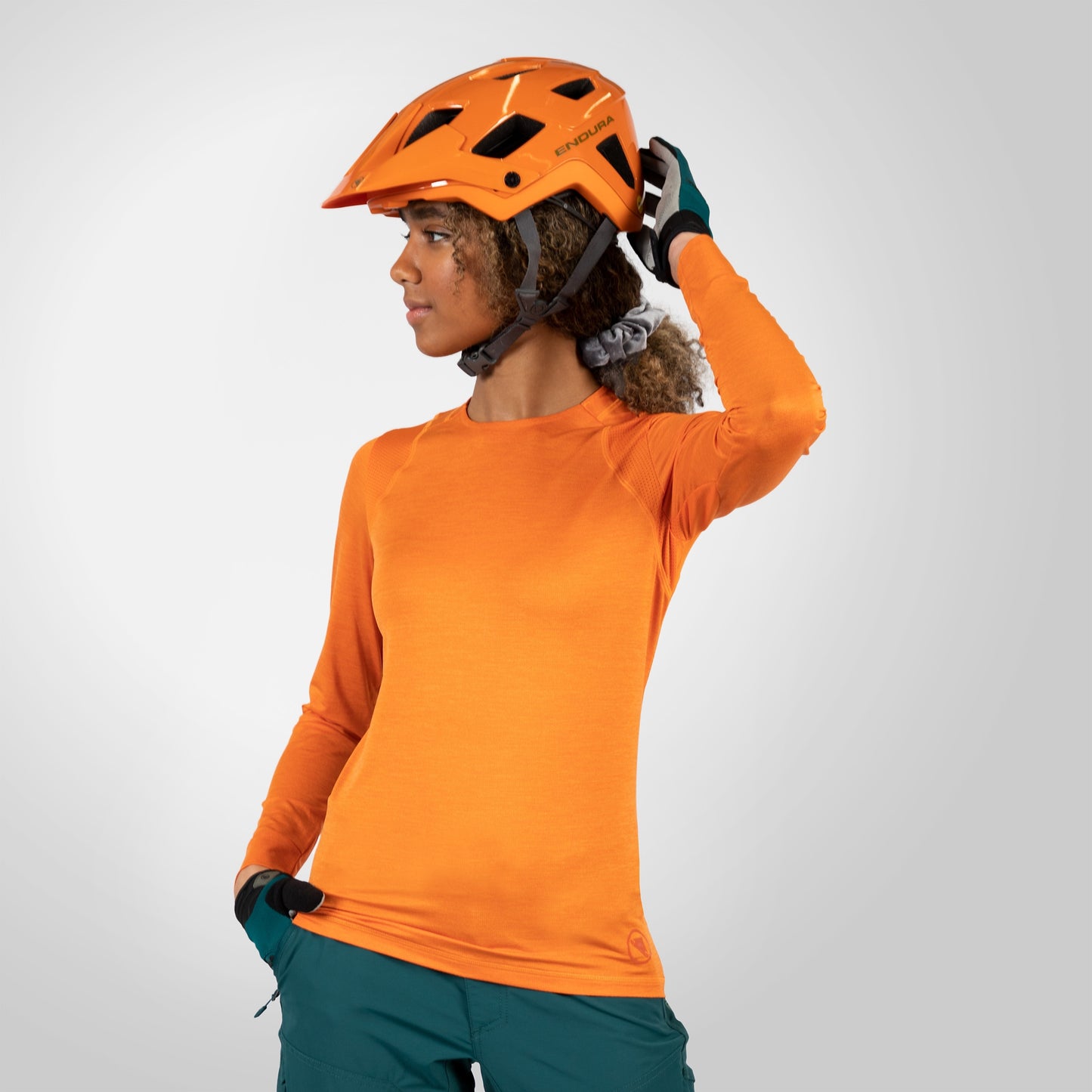 Camisola de manga comprida ENDURA SINGLETRACK II para mulher, cor de laranja