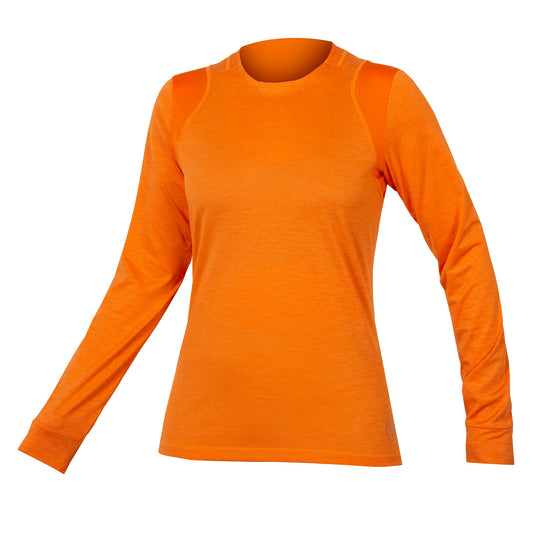 Camisola de manga comprida ENDURA SINGLETRACK II para mulher, cor de laranja