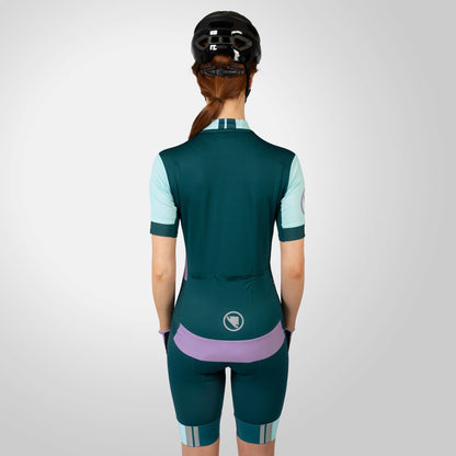 Maillot ENDURA FS260 PRINT Mulher Mangas Curtas Verde/Violeta