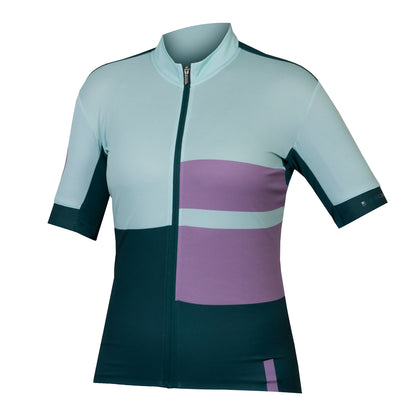 Maillot ENDURA FS260 PRINT Mulher Mangas Curtas Verde/Violeta