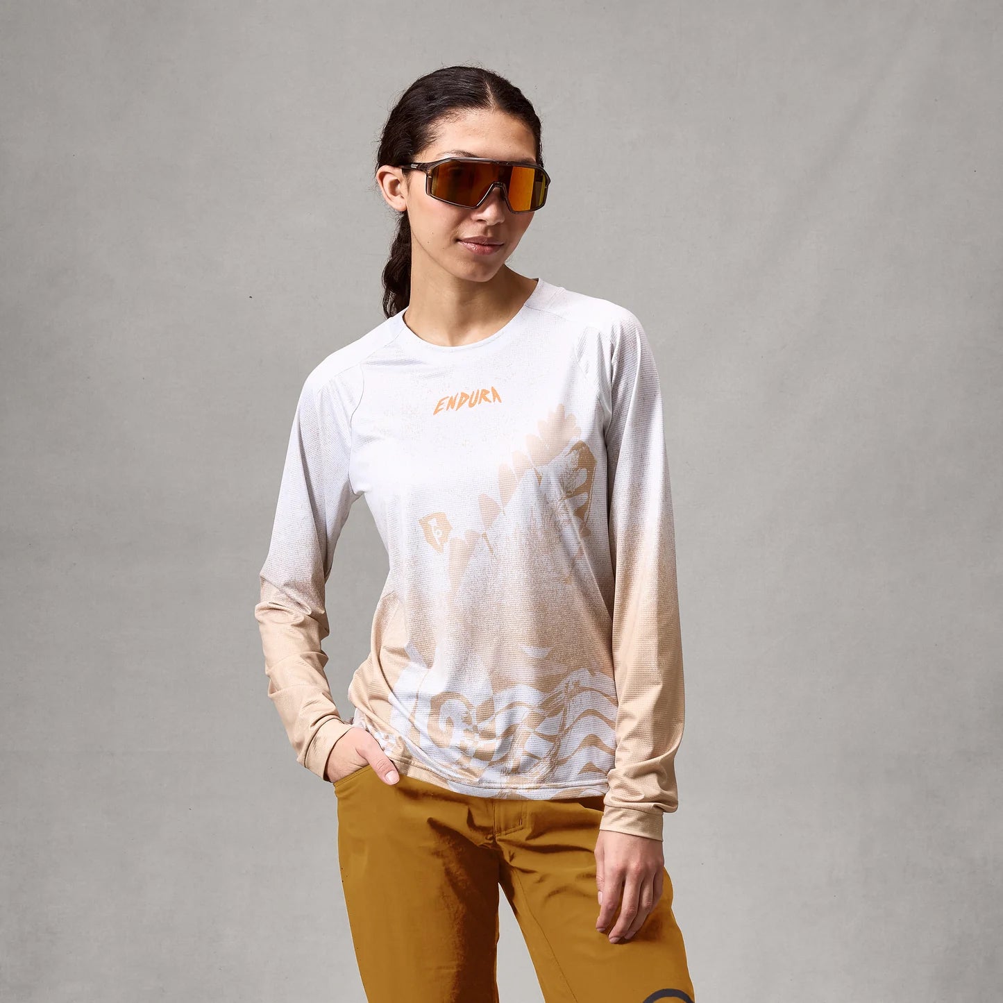 Camisola de manga comprida ENDURA SINGLETRACK PRINT para mulher Azul