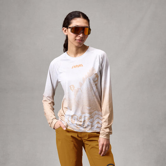 Camisola de manga comprida ENDURA SINGLETRACK PRINT para mulher Azul