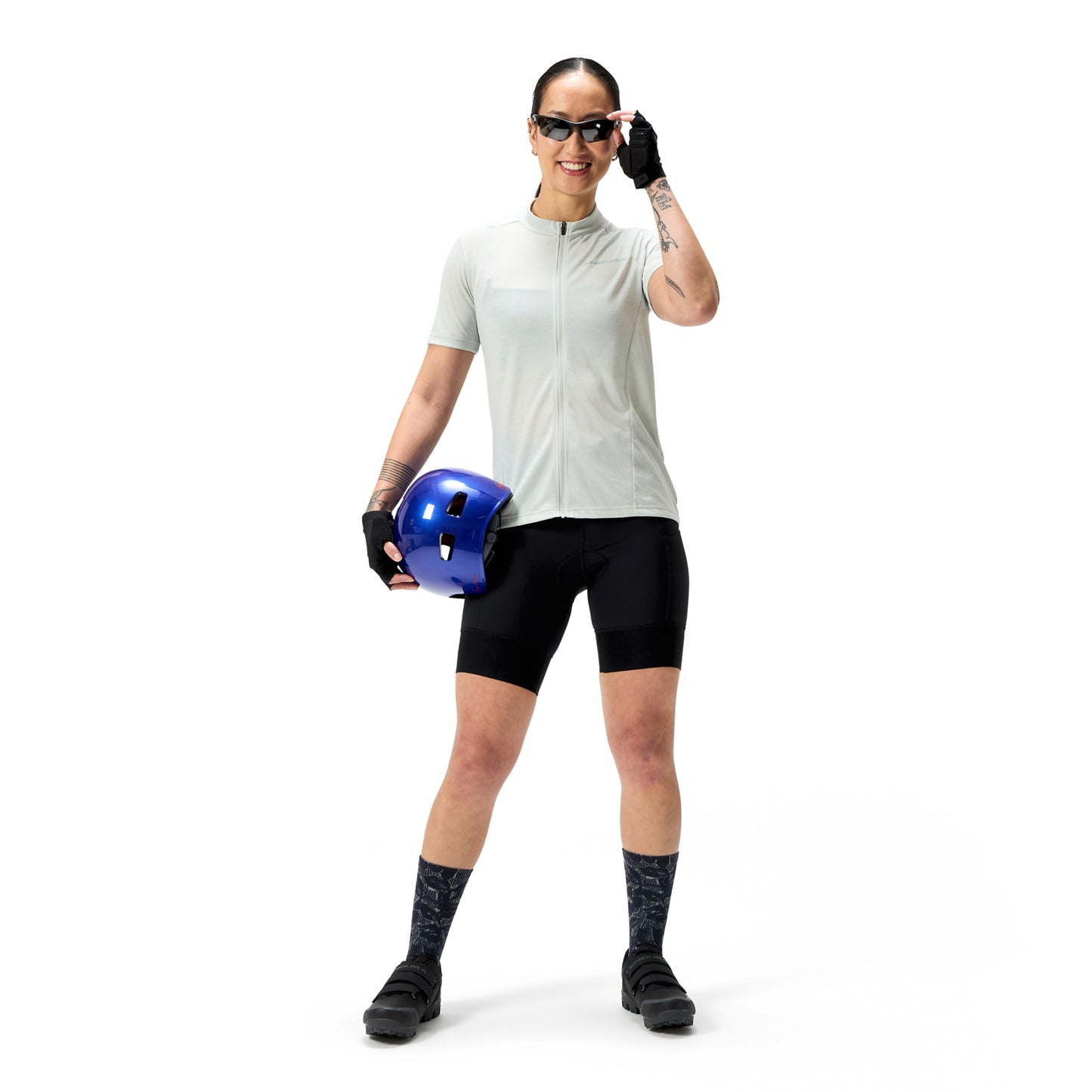 Camisola de manga curta ENDURA LOOP ZIPPED para mulher Cinzento