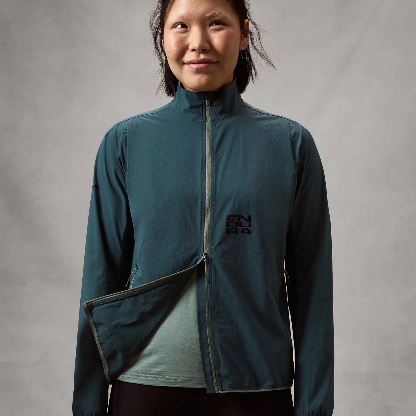 Casaco ENDURA ALLTRACK RIDE PACKABLE para mulher em azul-petróleo