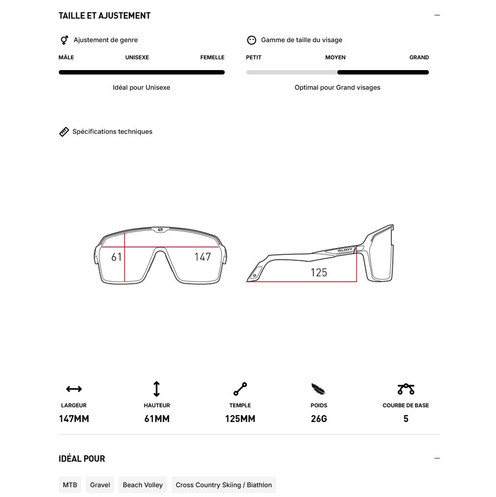 Óculos de sol RUDY PROJECT SPINSHIELD Preto IMPACTX™ Lentes fotocromáticas laser pretas