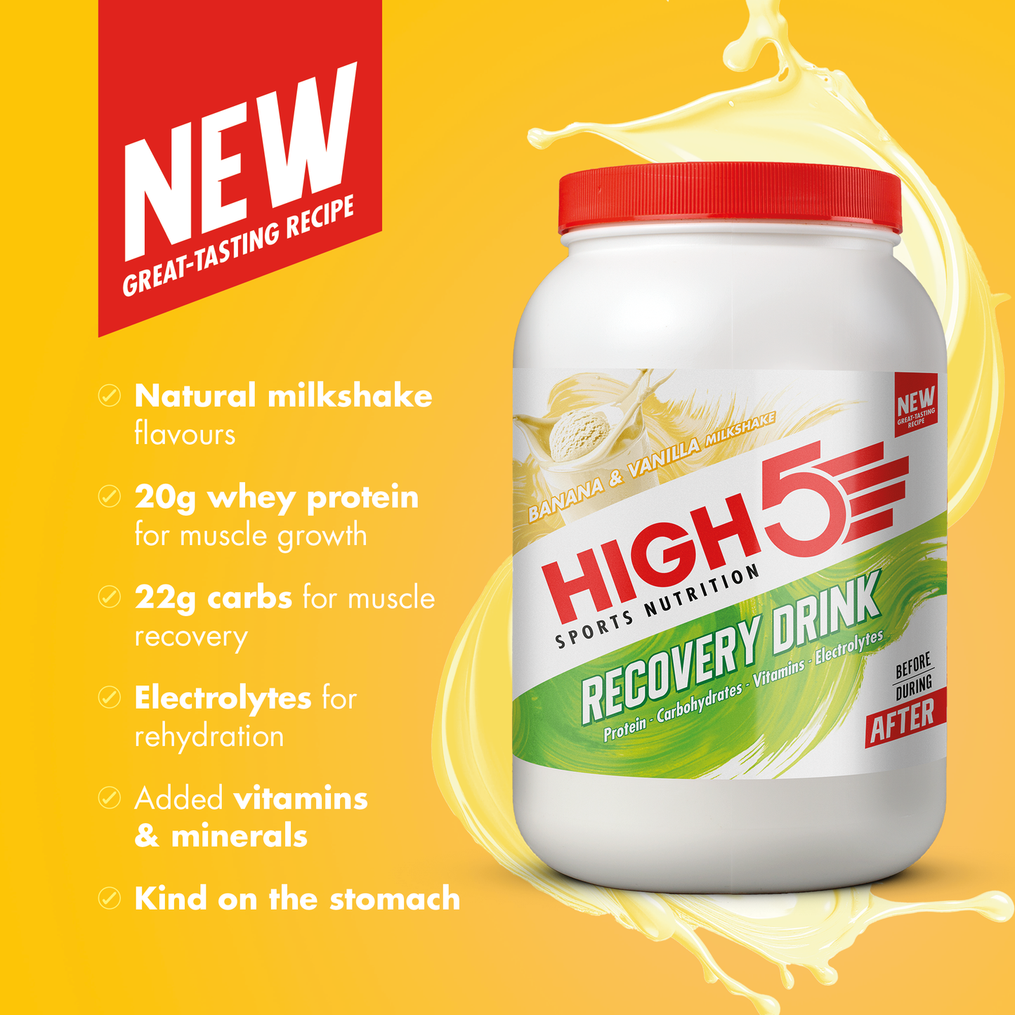 HIGH5 RECOVERY DRINK (450g) Batido de banana e baunilha