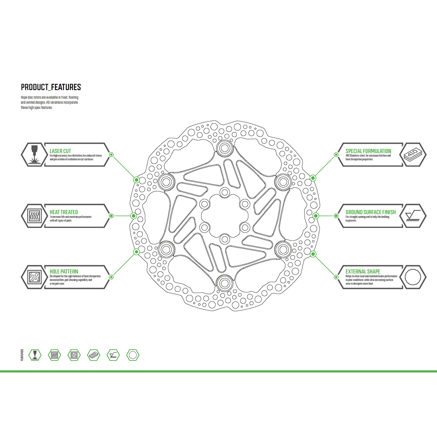 HOPE X2/E4/V4 Disco flutuante de 6 furos Vermelho