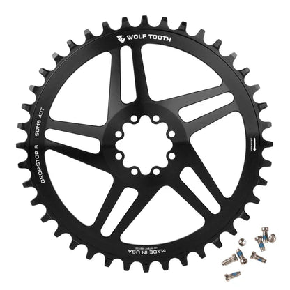 Prato Mono WOLF TOOTH DROP-STOP ST GRAVEL DM 8 Parafusos Sram Preto