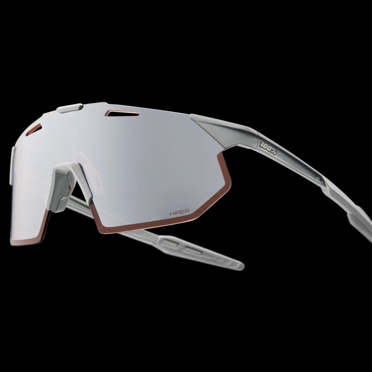 100% HYPERCRAFT SQ Matte Grey Hiper Crimson Mirror Silver Goggles