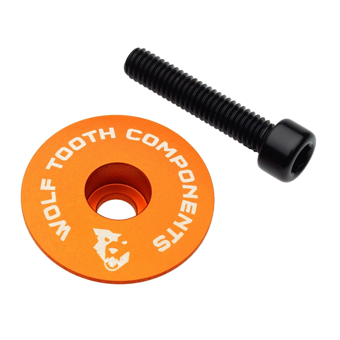 Tampa do avanço WOLF TOOTH Ultralight com parafuso de 1"1/8, cor laranja