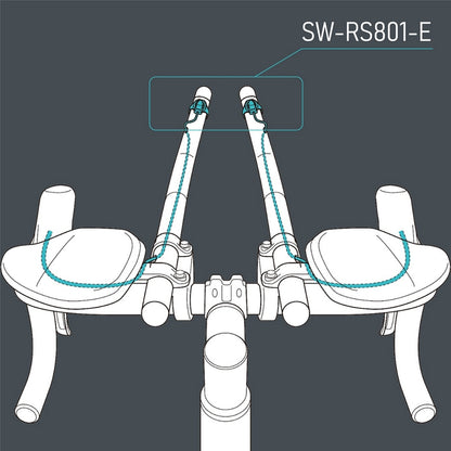 Par de Comandos Satélite SHIMANO SW-RS801-E Cabo longo para TT/Triatlo (740mm) 12V