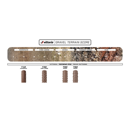 Pneu VITTORIA TERRENO PRO T60 Mixed Gravel Race 700c Tubeless Ready Flexível Castanho