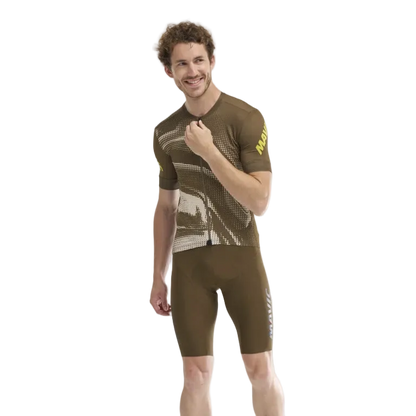 Camisola MAVIC AKSIUM GRAPHIC Mangas Curtas Bege/Castanho