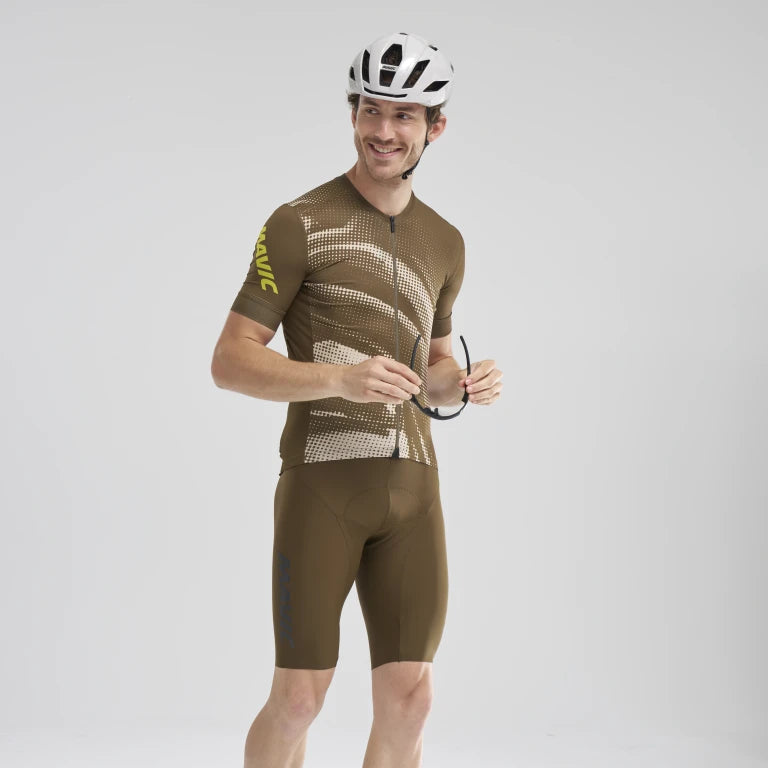 Camisola de manga curta MAVIC AKSIUM GRAPHIC Bege/Castanho